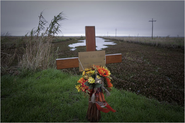 The bodies of eight women have been found near Jennings, La., since May 2005, including Kristen Gary Lopez in this canal on March 18, 2007.